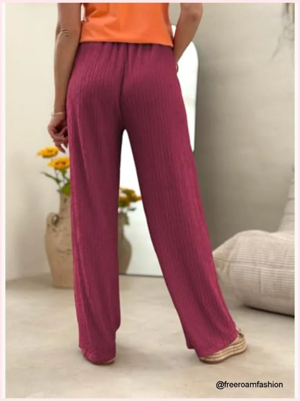 Linen Wide Leg Palazzo Pants with Pockets Drawstring Waist Trousers_3